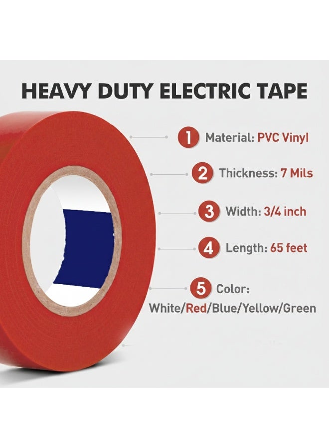 Electrical Tape - 7mm Thick, Heavy-Duty, Flame-Retardant, Heat & Weather Resistant, 3/4" x 60', Rated Up to 600V for Electrical Insulation and Protection - Image 3